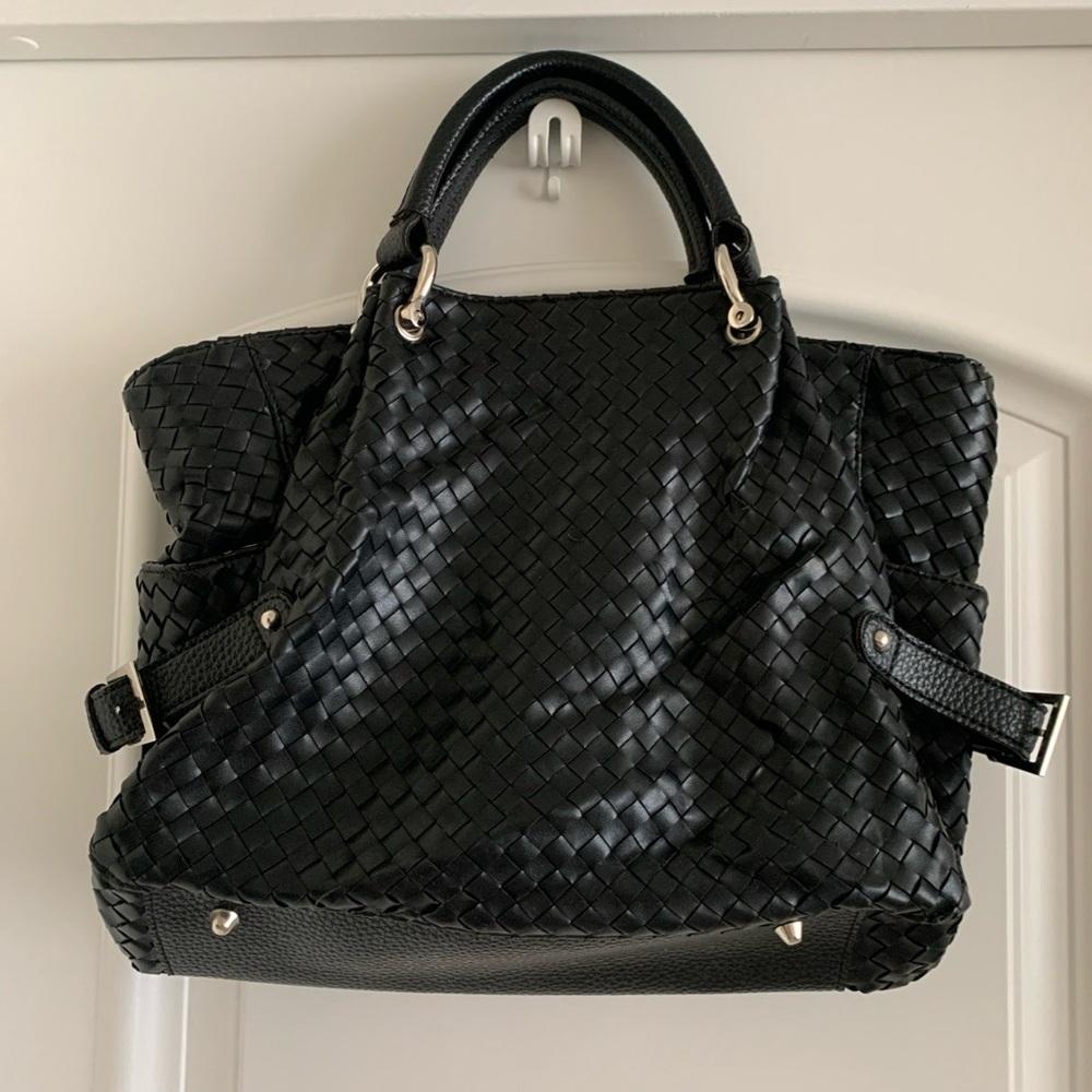 Elegant Black Woven Tote Bag